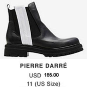 PIERRE DARRE-Blk leather with white Patton leather side trim, US size 11